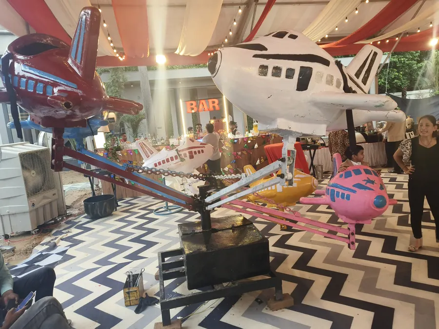 Aeroplane ride installed at an event
