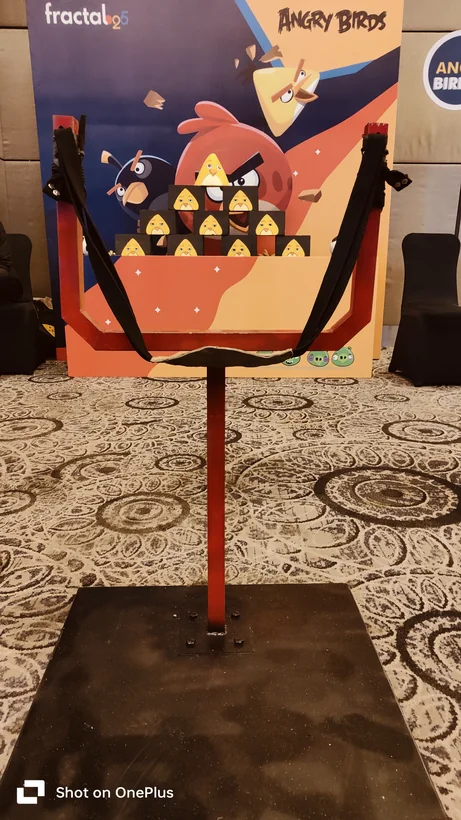 Front view of the Angry Bird slingshot game ready for play in Kanpur