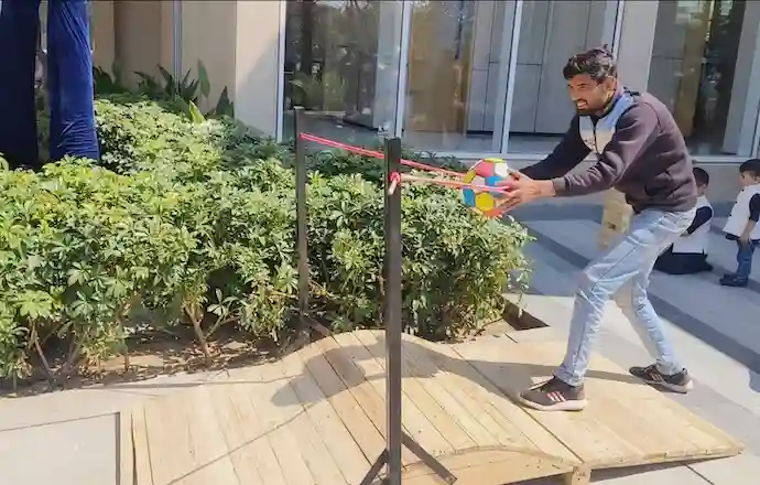 Slingshot party game arranged for a Gurgaon celebration