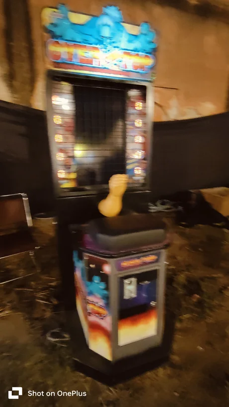 Arm wrestling arcade machine set up for an evening event in Gurgaon
