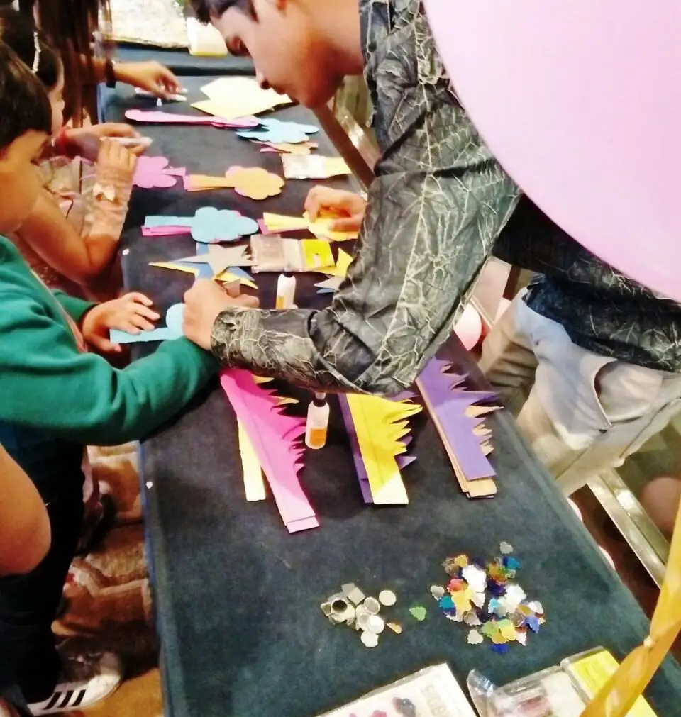 Paper craft activity with colourful event materials