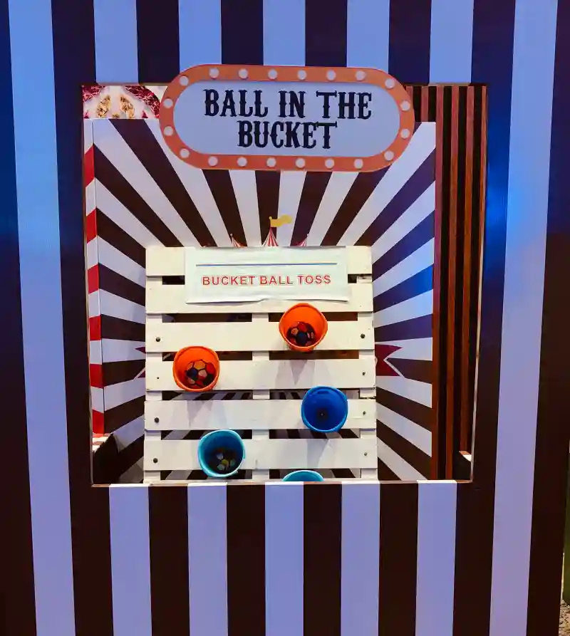 Bucket ball target board ready for guests in Mumbai