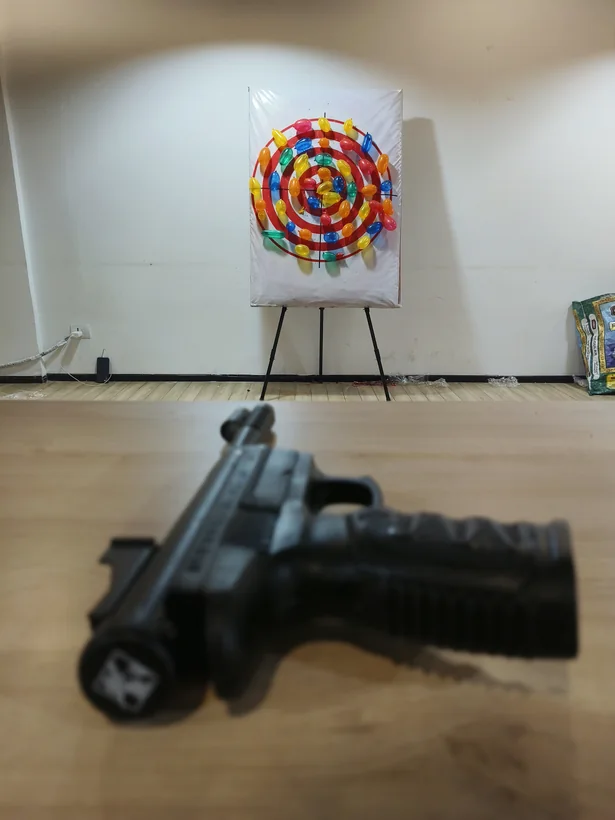 Indoor balloon shooting target board ready for guests in Kanpur