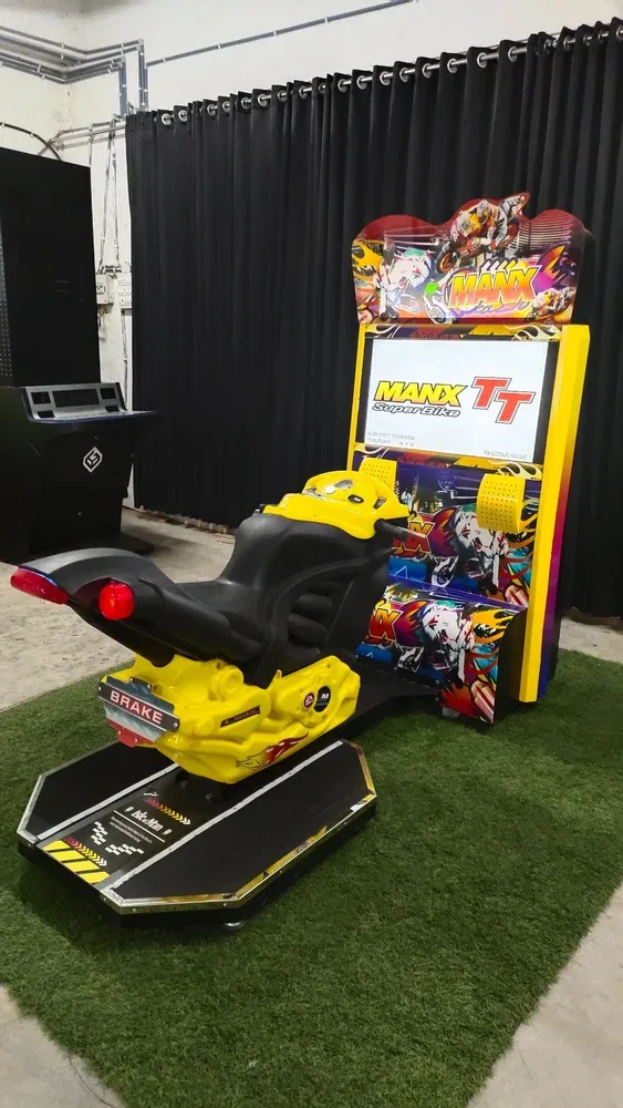 Bike racing arcade machine prepared for an event in Jaipur