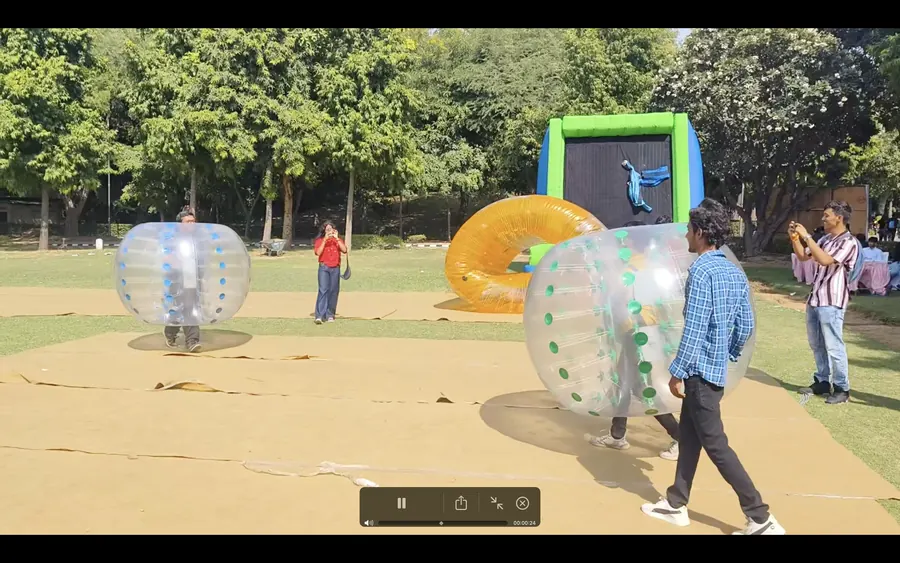 Body Zorbing setup prepared for an event in Kanpur