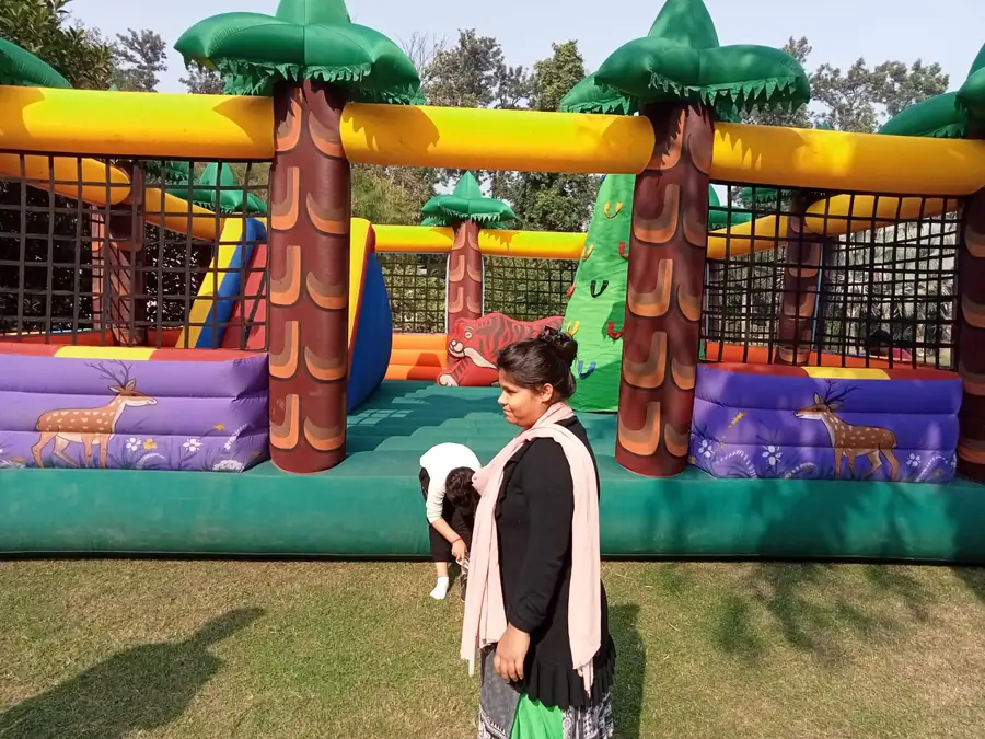 Event-ready bouncy game setup by Page One Memories in Goa