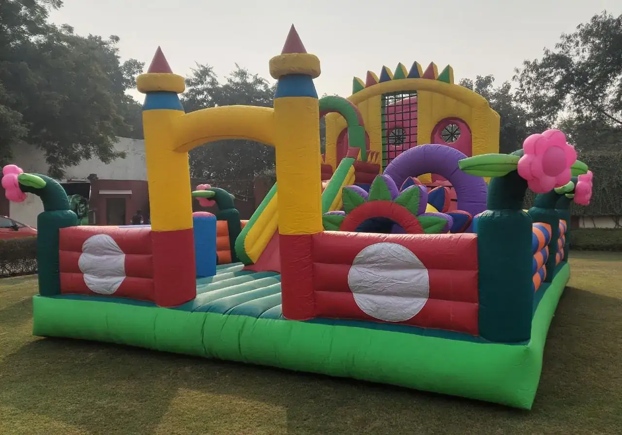 Large colourful inflatable obstacle bouncy for carnivals and family days