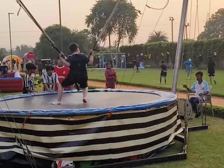 Close view of bungee jumping game arranged at a Chandigarh venue