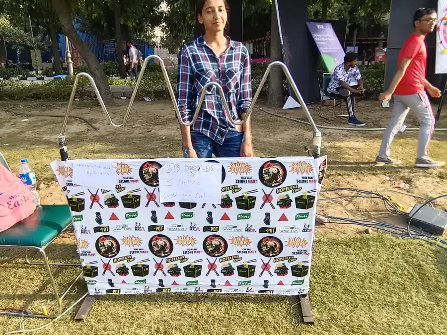 Guest playing the Buzz the Wire challenge at an event in Mumbai