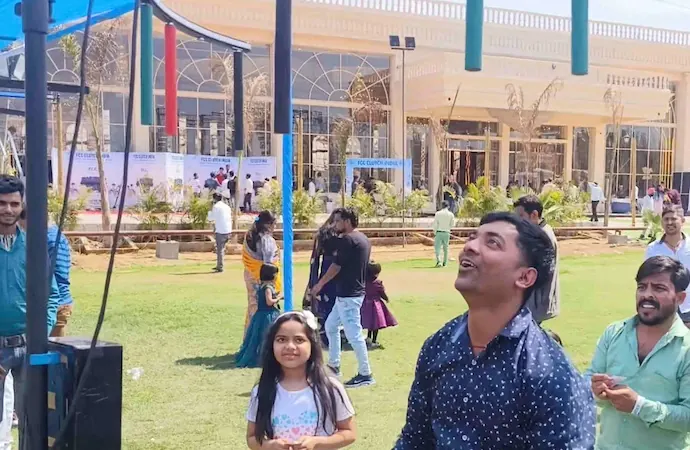 Close view of catch the stick game arranged at a Mumbai venue