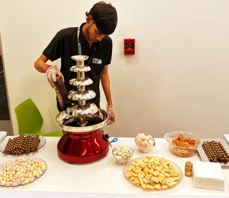 Chocolate Fountain Rental setup for weddings, parties and corporate events in Gurgaon