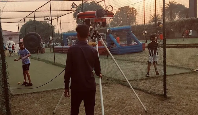 Cricket Bowling Machine setup prepared for an event in Jaipur