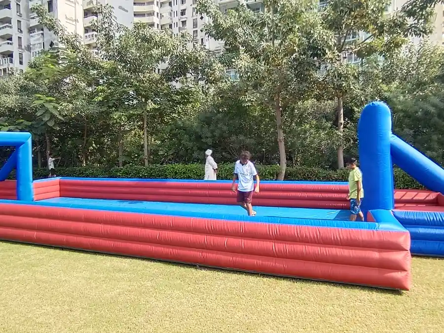 Slippery Football Game setup prepared for an event in Mumbai