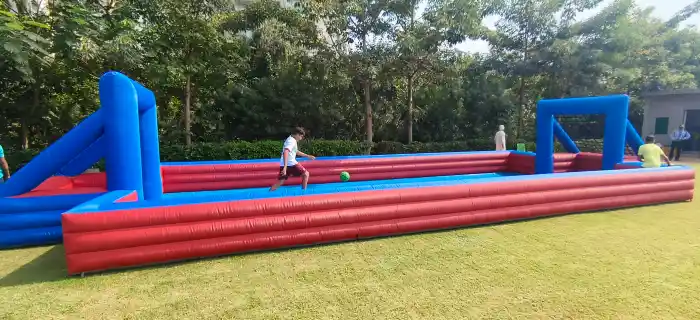 slippery football, soapy football, soap football game, hire inflatable football Gurgaon, wet football party rental