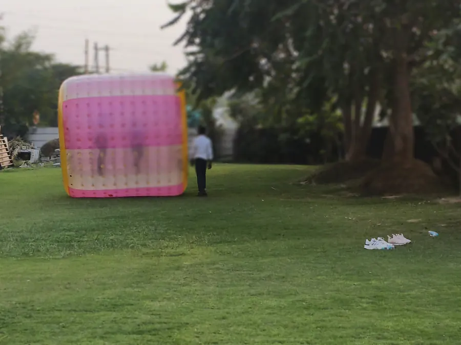 Guests enjoying zorbing roller during a Chandigarh celebration